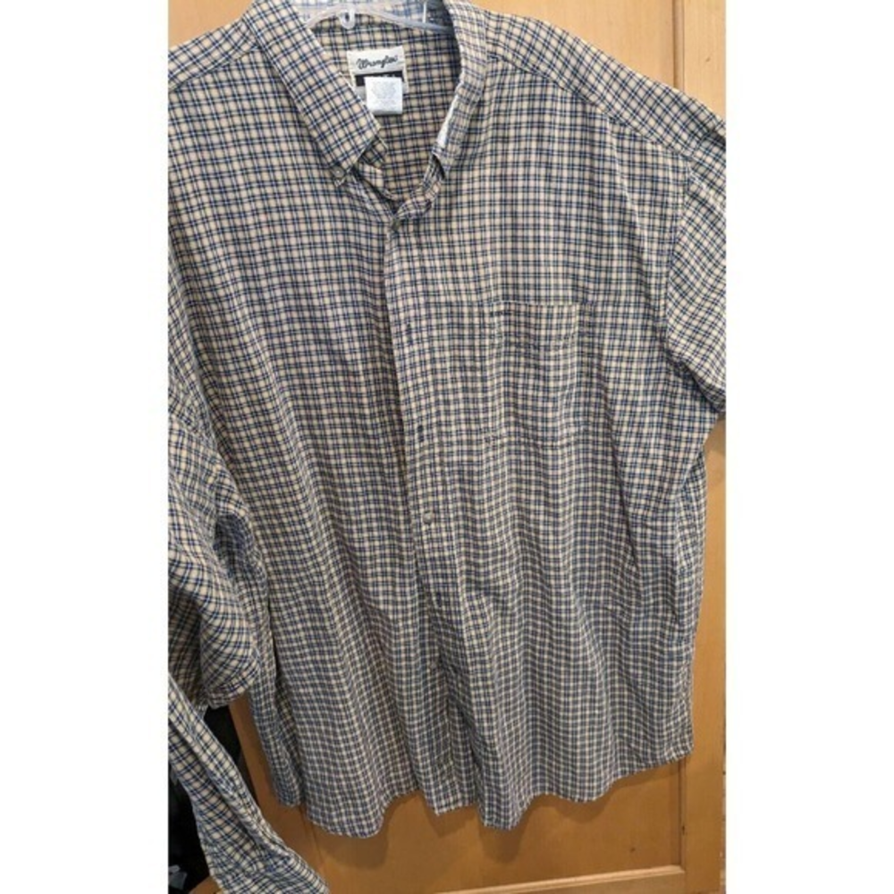 Wrangler‎ western Riata long Sleeve Plaid Pockets Shirt Men's XXL